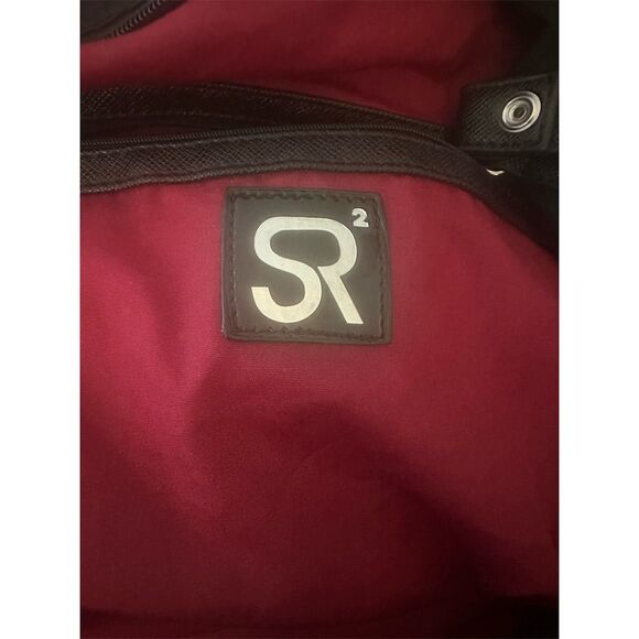 Sandra Roberts Women's Black Nylon Tote Shoulder Bag with Red Lining - Picture 3 of 4